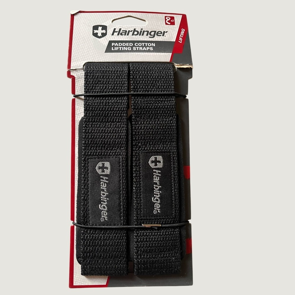 Harbinger Padded Cotton Lifting Straps 21.5 Inch Black Weightlifting Grip New